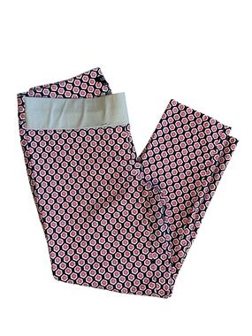 Ann Taylor Loft Cropped Riviera Pull On Pant Navy Pink Hexagon floral size 6